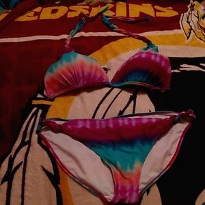 George bathingsuit tie die bottoms are a large and top is extra large